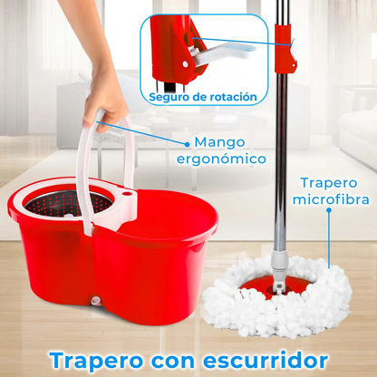 TRAPERO GIRATORIO 360 CON BALDE  (GRATIS MOPA DE REPUESTO)